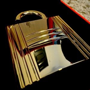 Hermēs💛PARIS Perfum GOLD Tone Lock Shaped perfume holder! BRAND NEW w/BOX+book!